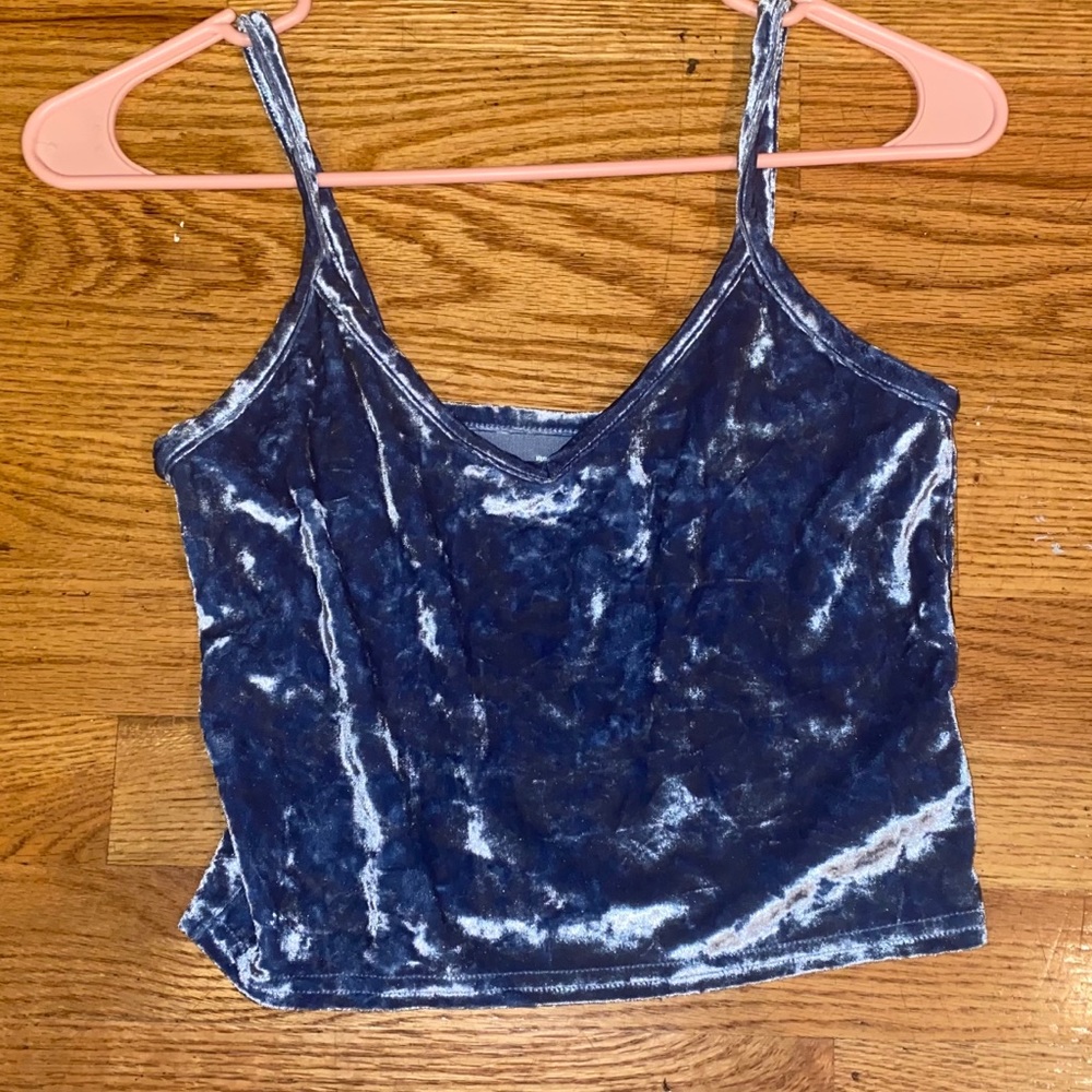 Crushed blue velvet cami